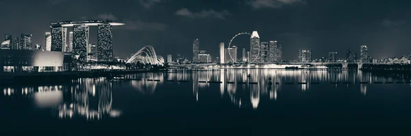 新加坡的天际线 夜间有城市建筑 — 图库照片