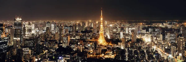 日本东京塔楼和城市天窗的夜景 — 图库照片