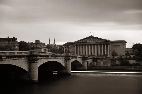 Sena Del Río París Con Pont Concorde Assemblee Nationale —  Fotos de Stock