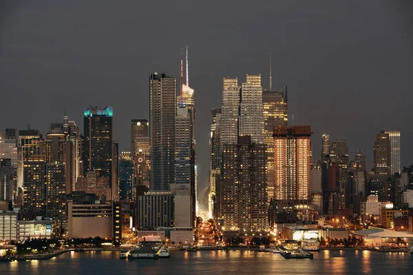 Manhattan Midtown Wolkenkrabbers New York City Skyline Nachts — Stockfoto