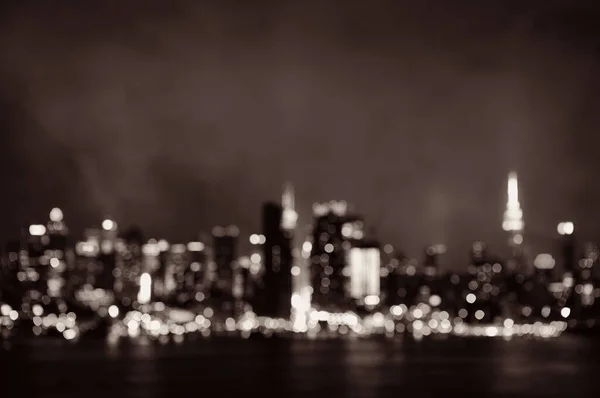 Grattacieli Manhattan Midtown Skyline New York City Bokeh Notte — Foto Stock