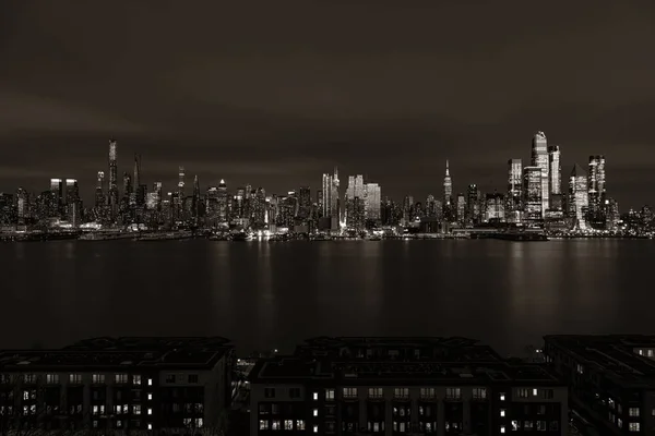 Skyline Del Centro New York Notte Con Architettura — Foto Stock