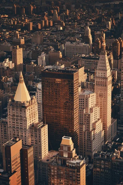 Rascacielos Históricos Nueva York Paisaje Urbano Atardecer —  Fotos de Stock