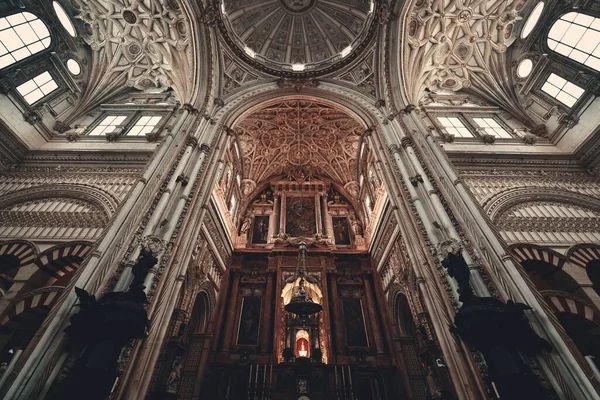 Incredibili Modelli Soffitto Con Vista Interna Della Moschea Cattedrale Cordova — Foto Stock