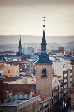 Madrid 'in İspanya' daki şehrin çatı manzarası.