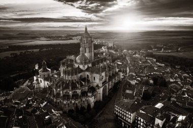 İspanya 'daki Segovia Katedrali hava manzarası.