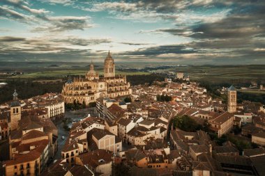 İspanya 'daki Segovia Katedrali hava manzarası.