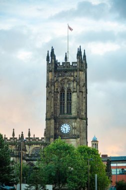 Manchester Katedrali Gotik Tarihi Mimari İngiltere 'ye yakın çekim