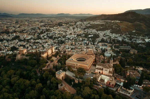 Alhambra Luftaufnahme Mit Historischen Gebäuden Granada Spanien — Stockfoto