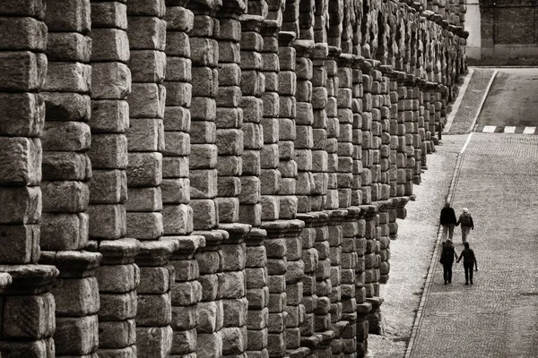 Ancien Aqueduc Romain Vue Rapprochée Ségovie — Photo