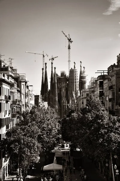 Sagrada Familia Ulicy Jako Słynny Zabytek Unesco Barcelonie Hiszpania — Zdjęcie stockowe