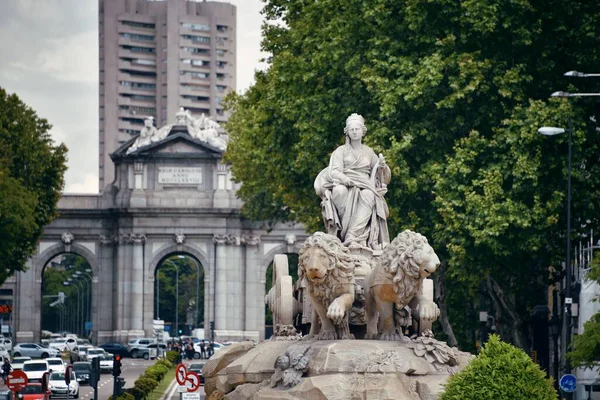 Cibeles Brunnen Auf Der Plaza Cibeles Nahaufnahme Madrid Spanien — Stockfoto