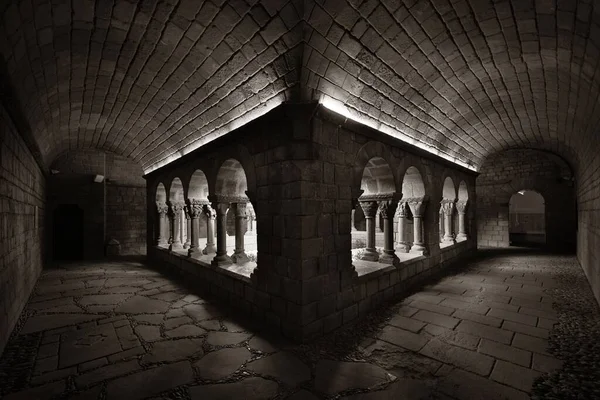 Hallway Romanesque Monastery Village Pueblo Espanol Barcelona Spain — Stock Photo, Image