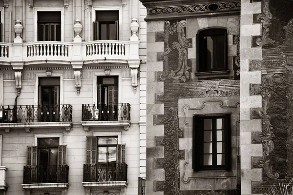 Closeup View Old Buildings Street Barcelona Spain — Stock Photo, Image