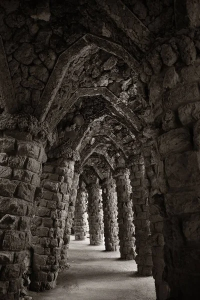 Sten Gångväg Park Guell Ett Arkitekturmästerverken Antoni Gaudi Barcelona Spanien — Stockfoto