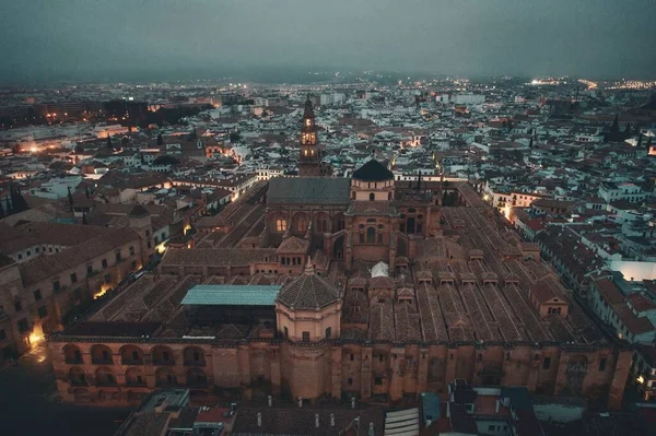 Mosquecathedral Cordoba Letecký Pohled Noci Španělsku — Stock fotografie