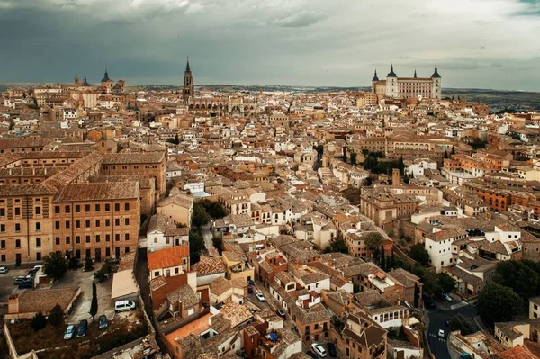 Vista Aérea Horizonte Cidade Toledo Com Edifícios Históricos Espanha — Fotografia de Stock