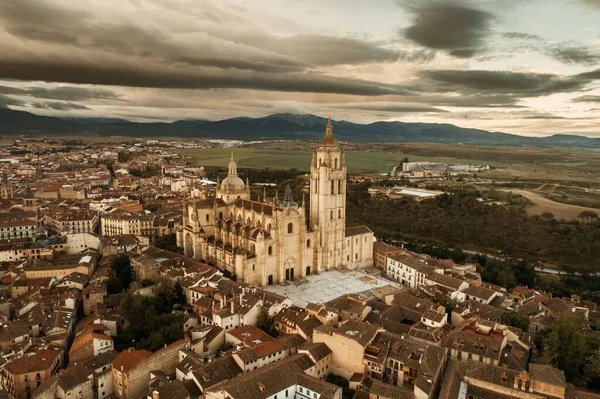 Letecký Pohled Katedrály Segovia Španělsku — Stock fotografie