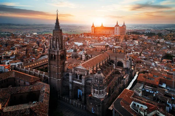 Primatkatedralen Saint Mary Toledo Flygbild Vid Solnedgången Spanien — Stockfoto
