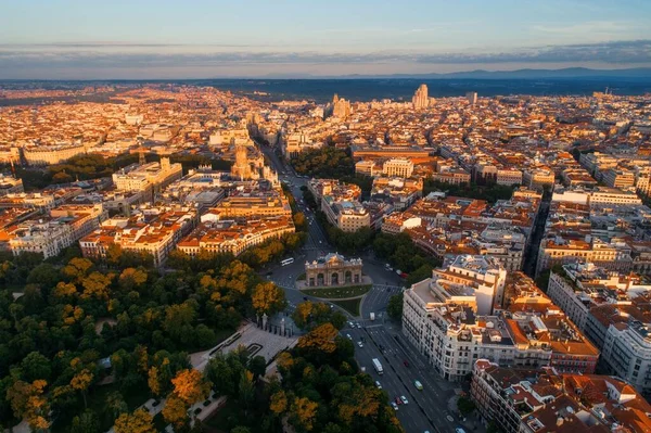 Flygfoto Från Madrid Med Historiska Byggnader Spanien — Stockfoto