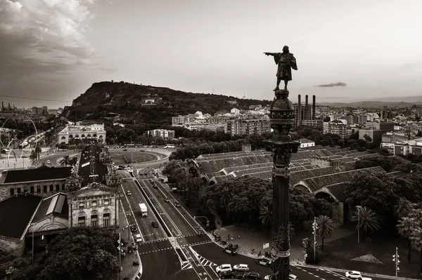 Monumentet Christopher Columbus Flygfoto Barcelona Spanien — Stockfoto