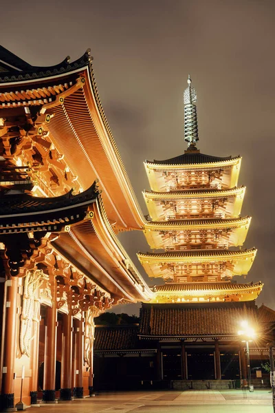 Temple Sensoji Tokyo Japon Nuit — Photo
