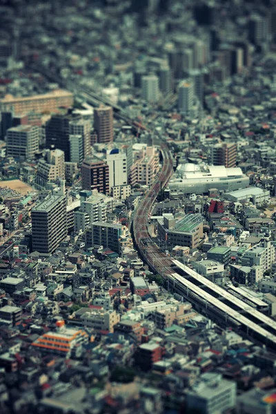 Tokyo Urban Rooftop View Background Tilt Shift Effect Japón —  Fotos de Stock
