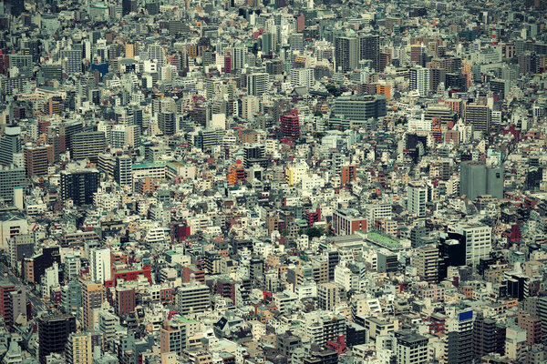 Tokyo urban rooftop view background, Japan.