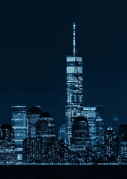 New York City Skyline Centro Notte Con Architettura — Foto Stock