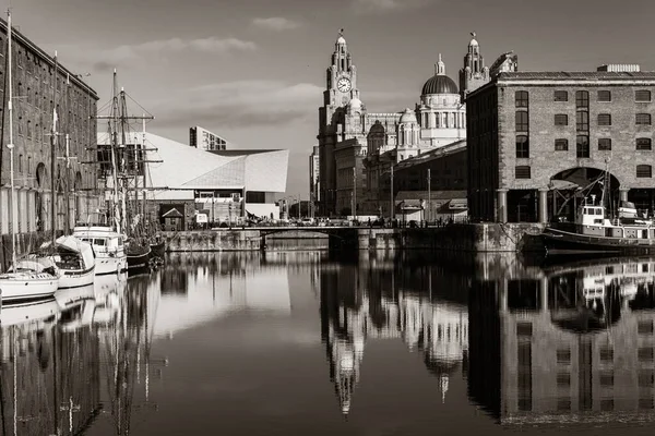 Les Trois Grâces Vues Royal Albert Dock Avec Des Bâtiments — Photo