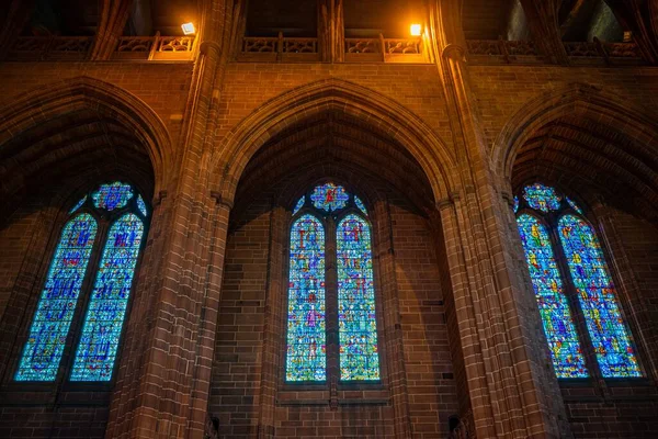 Historische Nahaufnahme Der Anglikanischen Kathedrale Von Liverpool England Großbritannien — Stockfoto