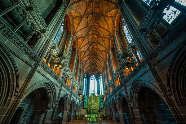 Liverpool Anglican Cathedral Historical Architecture Close Seup View England United — стоковое фото
