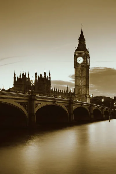 Big Ben House Parliament Londen Bij Zonsondergang Panorama — Stockfoto