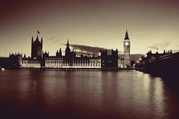 Big Ben House Parliament London Dusk Panorama — Stock Photo, Image