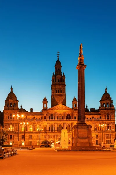 City Council Building Nachtansicht George Glasgow Schottland Großbritannien — Stockfoto