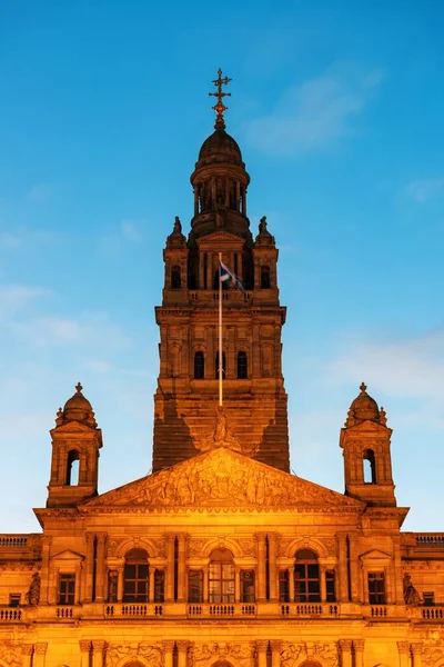 City Council Building Night View George Glasgow Escócia Reino Unido — Fotografia de Stock