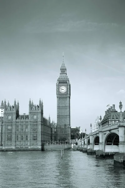 Big Ben Cámara Del Parlamento Londres Panorama Sobre Río Támesis — Foto de Stock