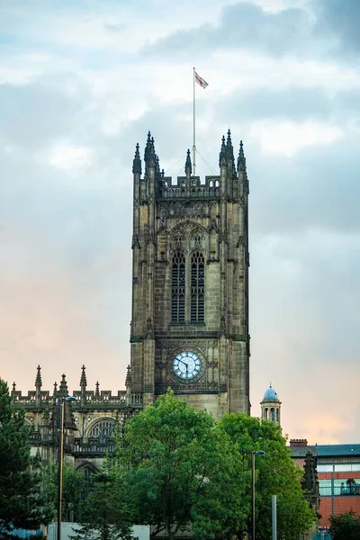 Manchester Katedrali Gotik Tarihi Mimari İngiltere 'ye yakın çekim