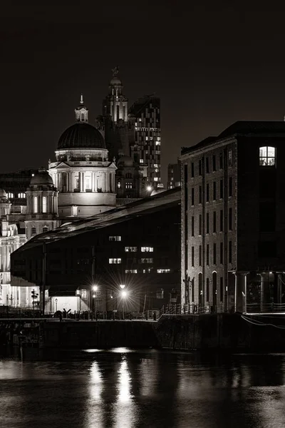 Three Graces Viewed Royal Albert Dock Historical Buildings Reflection England — Φωτογραφία Αρχείου