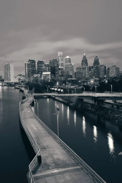 Philadelphia Panorama Noci Městskou Architekturou — Stock fotografie