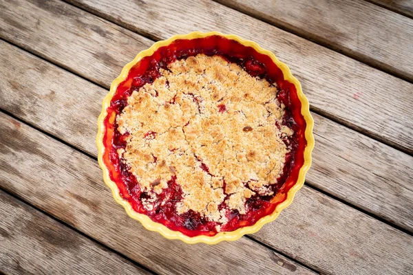 Strawberry Crumble Pie Home Made — Stock Photo, Image