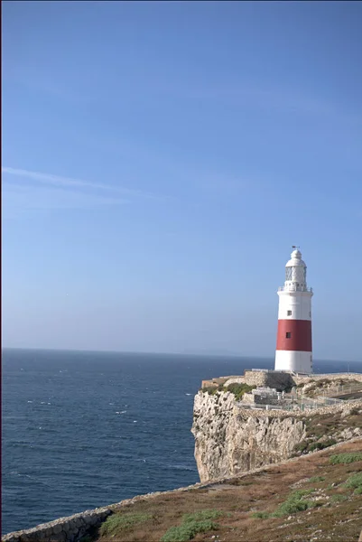 Europa Point Lighthouse Patrząc Kierunku Morza — Zdjęcie stockowe