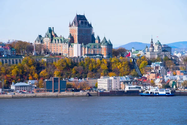 Quebec City Hösten Från Levis Med Chateau Centrerad — Stockfoto