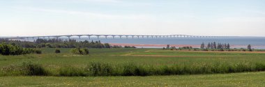 A panorma of the PEI Confederation Bridge Northside  clipart