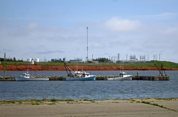 Bağlantı Noktası Borden Pei Iskelede Balıkçı Tekneleri Bağladı — Stok fotoğraf