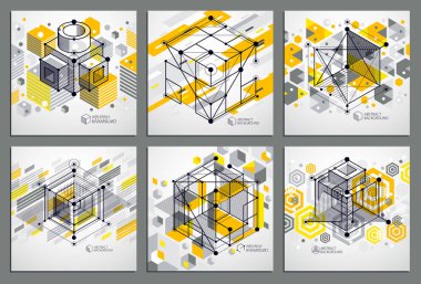 Basit geometrik şekiller ile soyut rakamlar kümesi