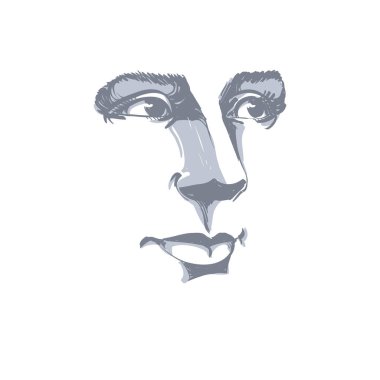 Tek renkli çizilmiş yüz özellikleri ve duygusal ifadeler