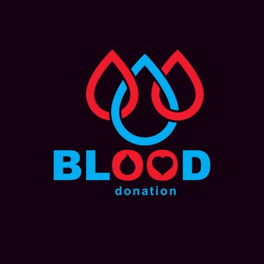 Kan bağışı metafor, kalp şekli ve kan damla.