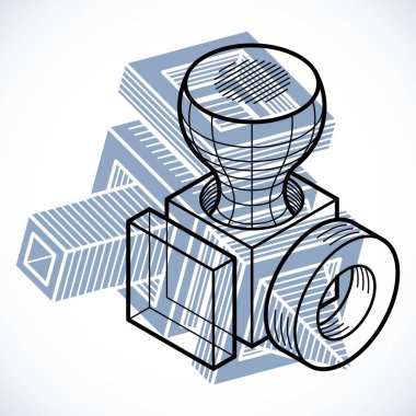 Küpleri, altıgenler, kareler, dikdörtgenler soyut geometrik bileşimi