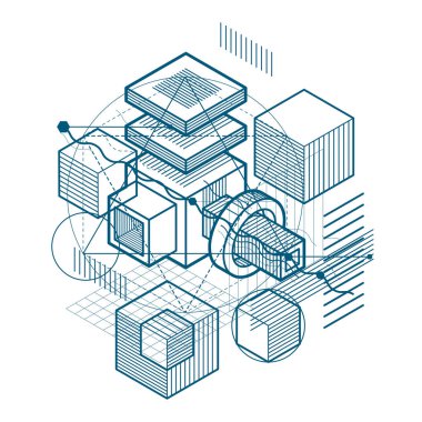 İzometrik çizgiler ve şekiller arka plan